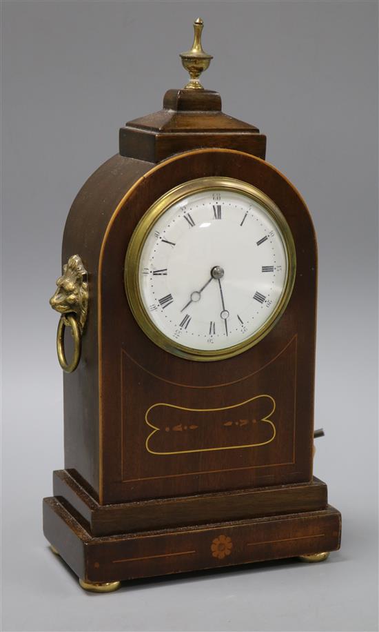 An Edwardian inlaid mantel clock height 29.5cm